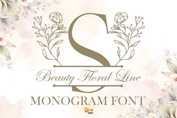 Beauty Floral Line Monogram for Handmade Product Design